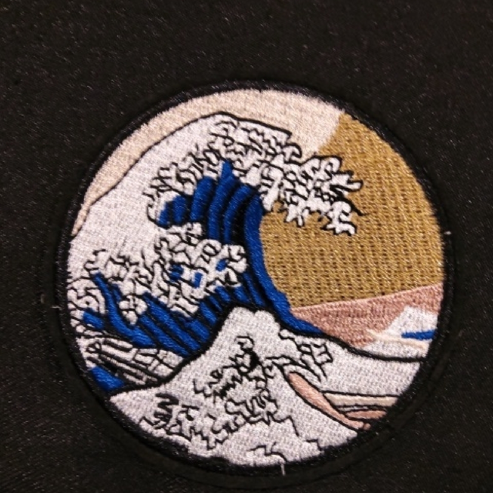 Japanese Wave Embroidery Patch Iron On
